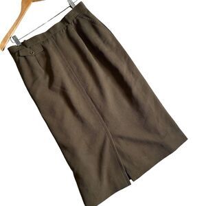 Vintage Carlisle Green Skirt Size 14 Ribbed Preppy Academia Office Career